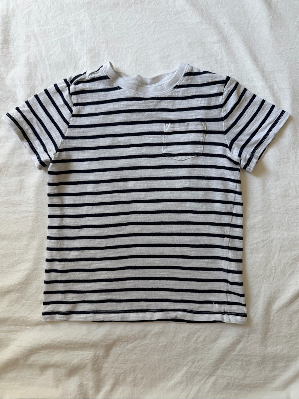 Janie and Jack Kids Size 7 Navy White Striped Pocket T-Shirt